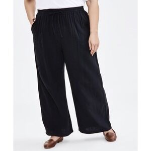 Style & Co Pants Womens Plus 0X Black Gauze Straight Pull On‎ Palazo Trouser NWT